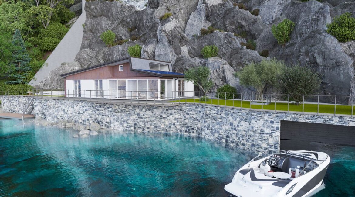 Modern Villa Front Lake Como with Boathouse