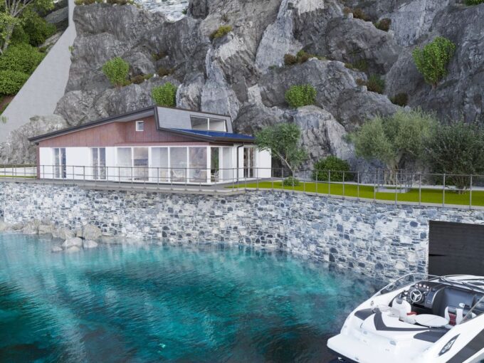 Modern Villa Front Lake Como with Boathouse